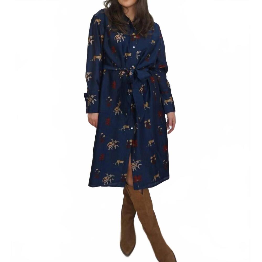NEW NIBI zoey midi dress in navy tiger